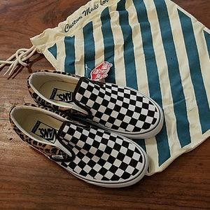 NWT Custom Vans Shoes Canvas Checkered Cheetah